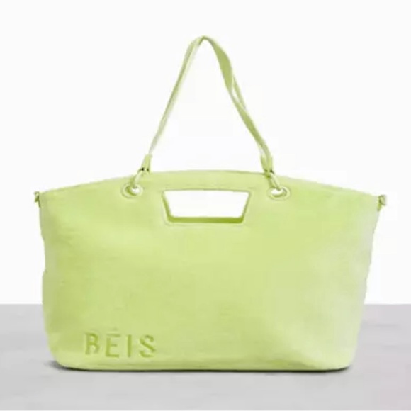 NWT BEIS Terry Tote in Citron Neon Green NEW! - Picture 5 of 7
